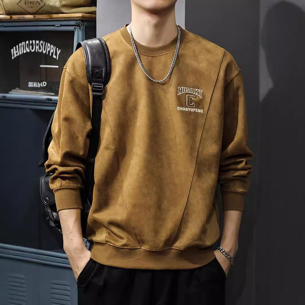 Американский ретро трехмерный вышитый мужской свитер осенний трендовый бренд Splicing — фото 4