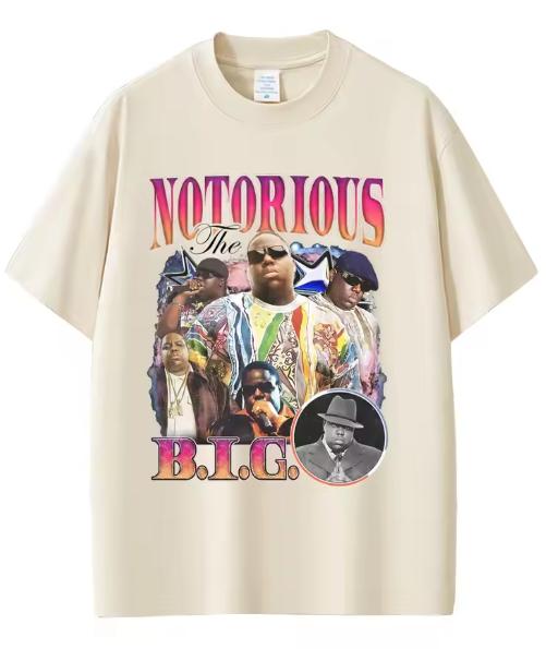 Rapper The Notorious Big Graphic TShirt Biggie Smalls Print T Shirts Unisex Hip Hop Fashion Tees Male Cotton Oversized TShirts