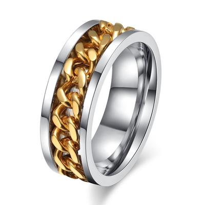 Men Titanium Steel Rotating Chain Ring Stainless Steel Stress Relief Index Finger Ring