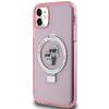 Karl Lagerfeld KLHMN61HMRSKCP iPhone 11 / Xr 6.1" Pink Hardcase Ring Stand Karl&Choupettte MagSafe