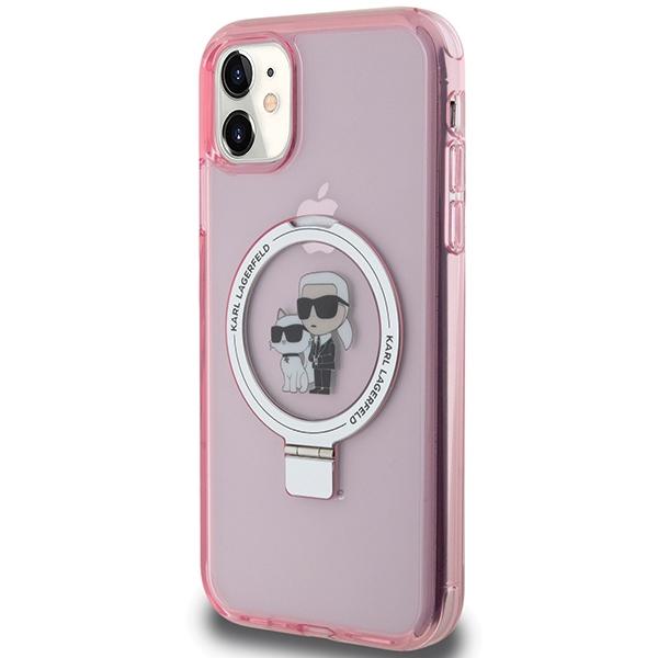 Karl Lagerfeld KLHMN61HMRSKCP iPhone 11 / Xr 6.1" Pink Hardcase Ring Stand Karl&Choupettte MagSafe