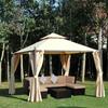 Garden Gazebo 3 x 3m with 4 Side Curtains and Double Roof, Beige