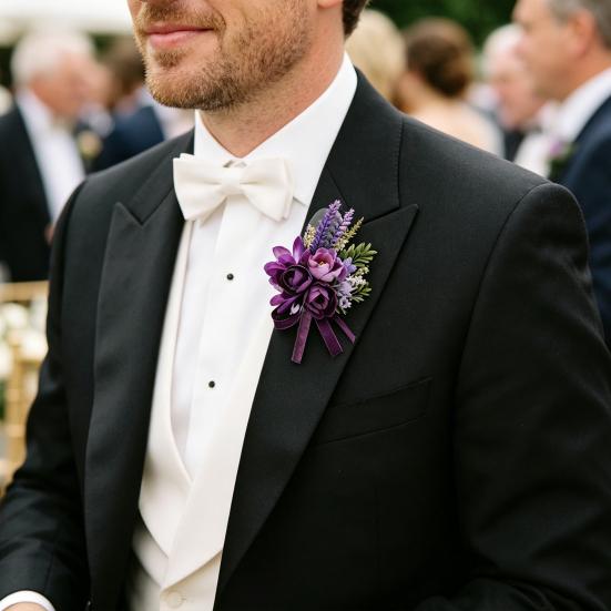 Yousheng Wedding Flower Boutonniere for Groom Groomsman Wrist Corsage for Bride Bridesmaid Lapel Floral Party Decoration
