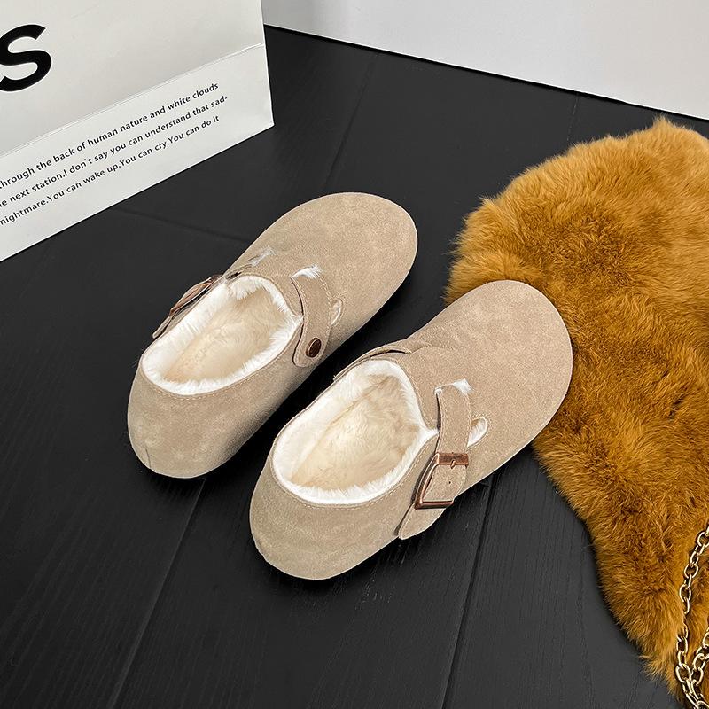 

Autumn and winter velvet women s shoes cork bag head shoes all-inclusive low-top casual shoes cowhide London series 40