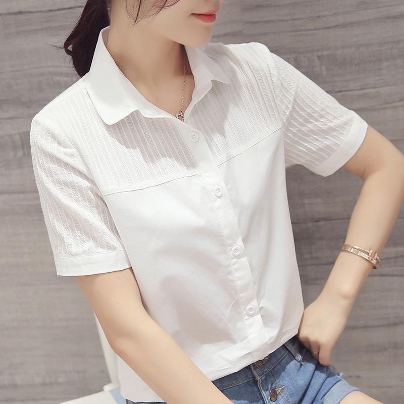 

Женская рубашка с длинным рукавом из белого хлопка с лацканами - многослойный стиль весны 2025 года S