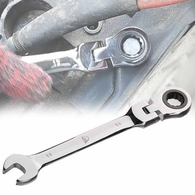 Llave de trinquete profesional de 72 dientes con cabezal ajustable compacto de 8-19 mm y rotación de 180 grados