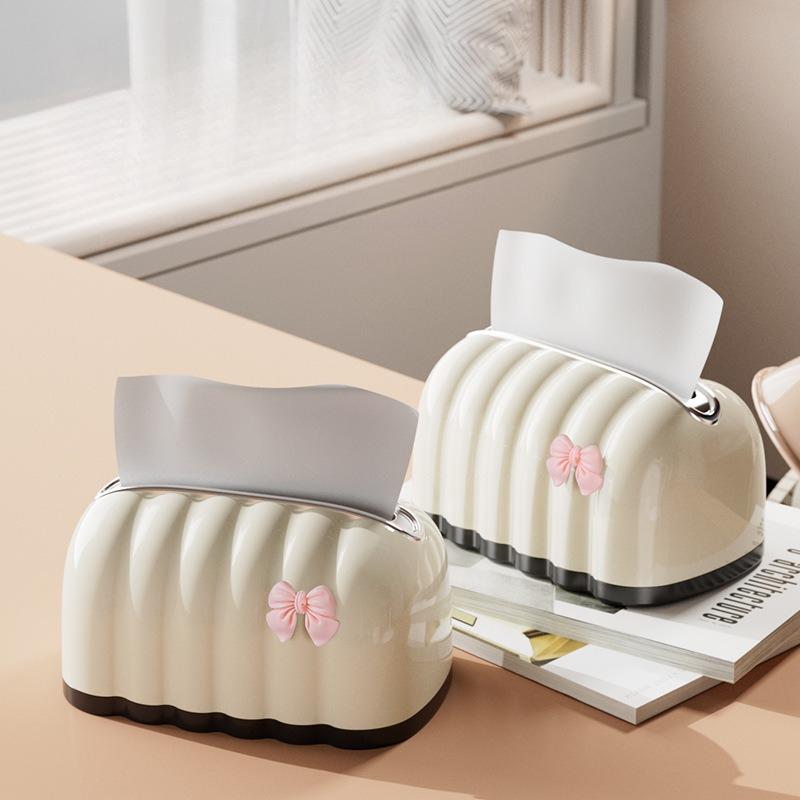 Cream White High-end Napkin Paper Cardboard Box Bread Spring Tissue Box Household Portable