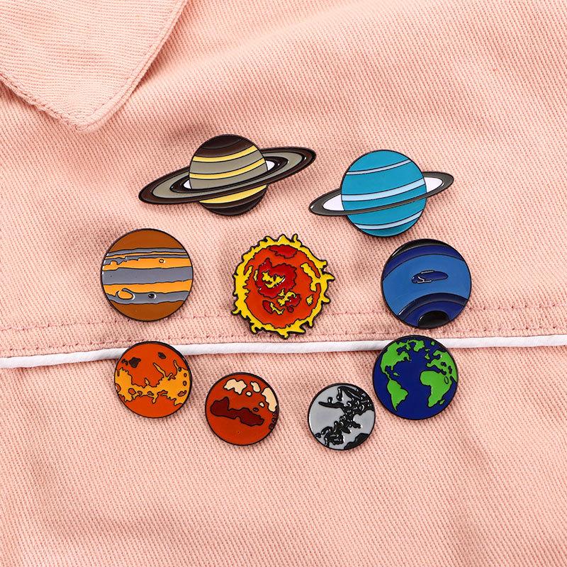 Interstellar Galaxy Series Badge Solar System Eight Planets Shape Universe Theme Brooch Clothes Accessories