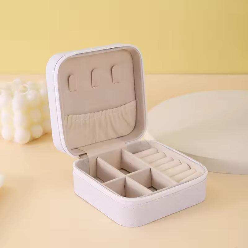 Mini Jewelry Storage Box Portable Home Travel Earrings Necklace Storage Case for Women Ring Organizer PU Leather Display Case