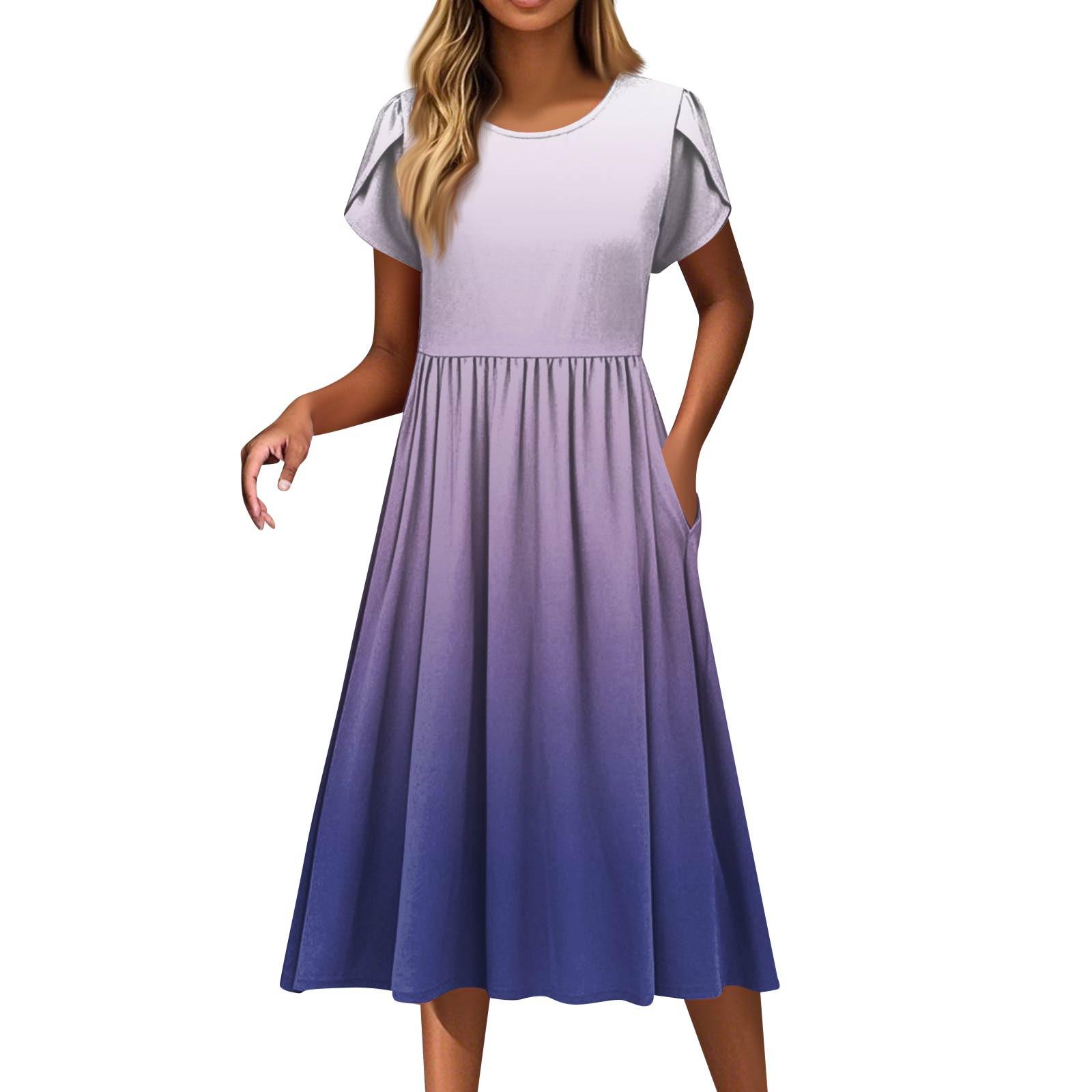 

Женские модные повседневные свободные платья с круглым вырезом и карманами с коротким рукавом XL