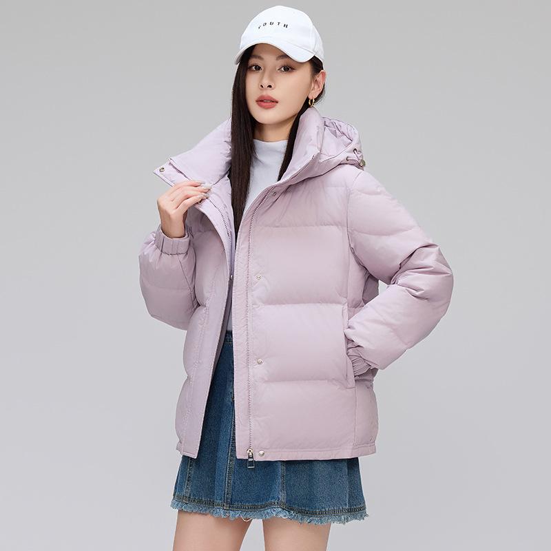 Milk purple down jacket for women's winter, new short thickened bread jacket high-end coat