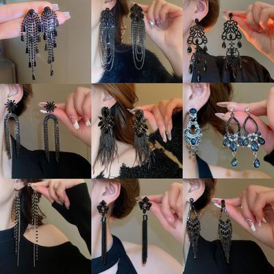 Pendientes Largos de Pluma con Flecos Plateados Pendientes de Botón Ligeros de Lujo Atmosféricos Pendientes de Diseño Personalizado