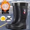 Jun Deng Men's High-Top Waterproof Anti-Smash Puncture-Resistant Work Boots - Durable, Thick-Soled Rain Boots for Construction Sites.