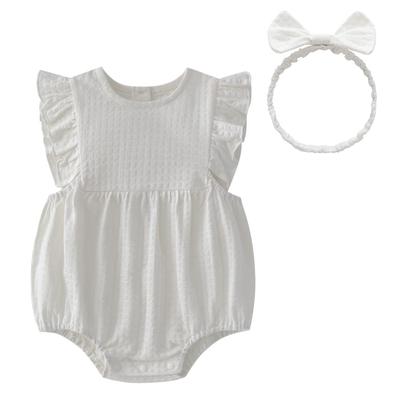 Reegoo Peter Baby Sommer Neugeborenen Größe Monate Mädchen Body, Strampler, Ärmellos, 100% Baumwolle, Kleidung, Stirnband, Niedlich, Weiß, 80, 9-12