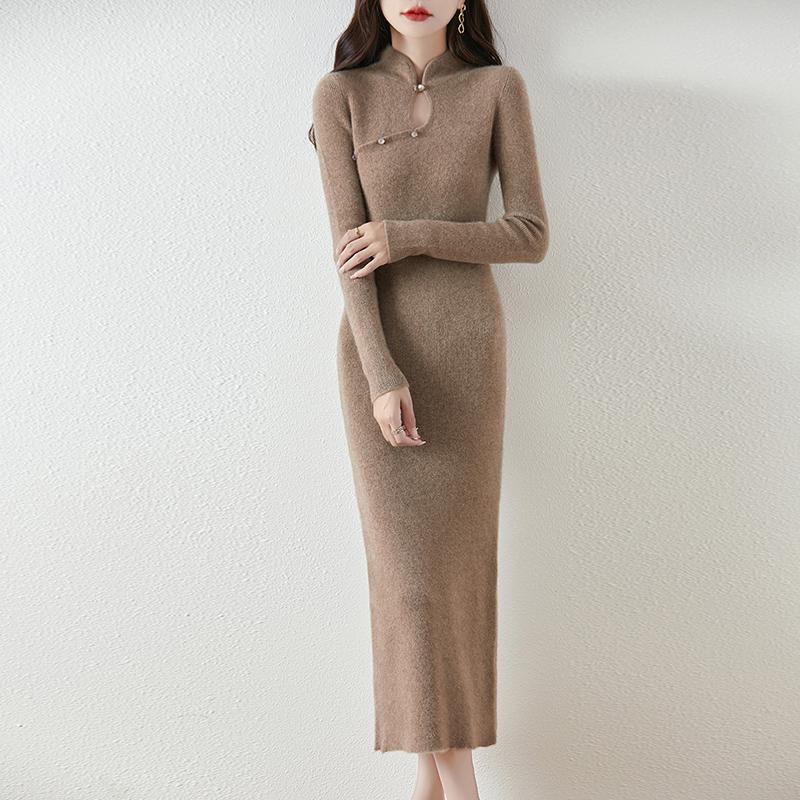 Women Sweater Dress 100% Wool MODERN NEW SAGA Knit Long Pullover Winter Jumpers Wool Long Dress Female