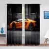 Black Speed Sport Car Sheer Voile Curtain for Living Room Bedroom Decor Extreme Sports Chiffon Drapes Window Tulle Voile Curtain