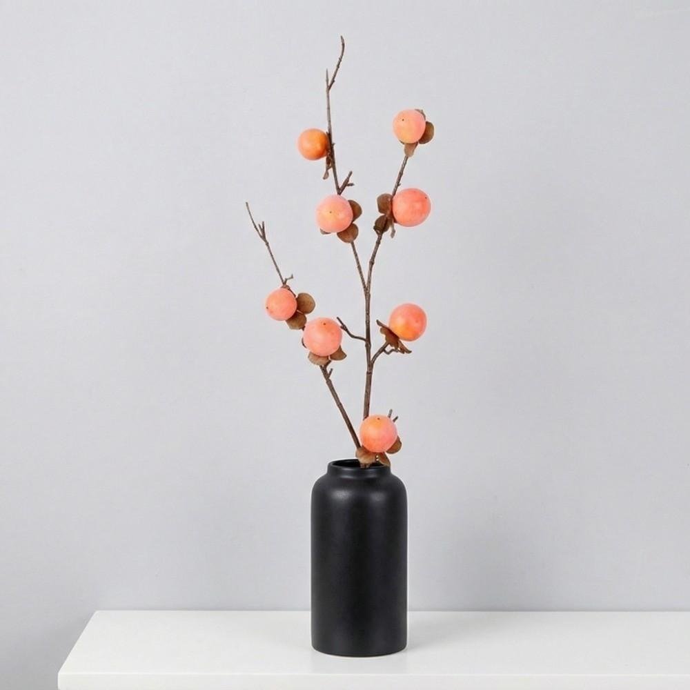 8 Heads Artificial Persimmon Branch Realistic Handmade Artificial Fruits Branches Elegant Foam Simulation Persimmon Fruit