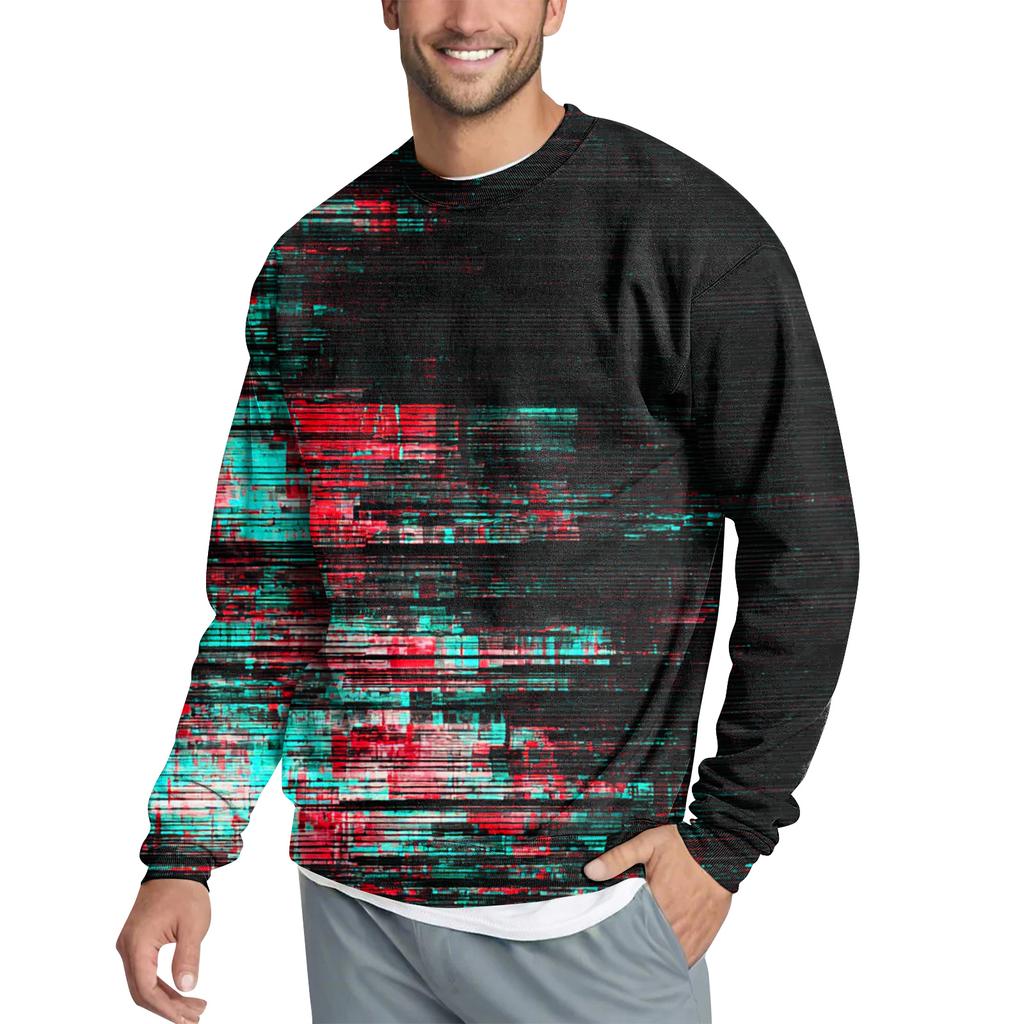 Men's Casual Fashion Printed Round Neck Pullover Sweatshirt