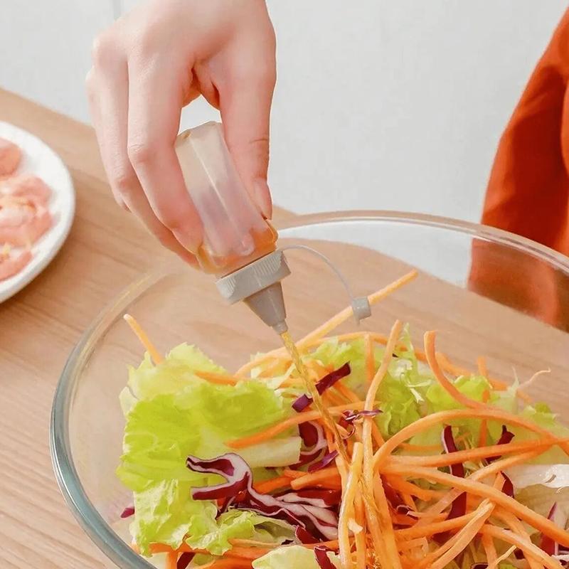 8Pcs for Outdoor Camping Picnic BBQ Portable PP Sauce Squeeze Bottles Mini Translucent Condiment Jars Leakproof