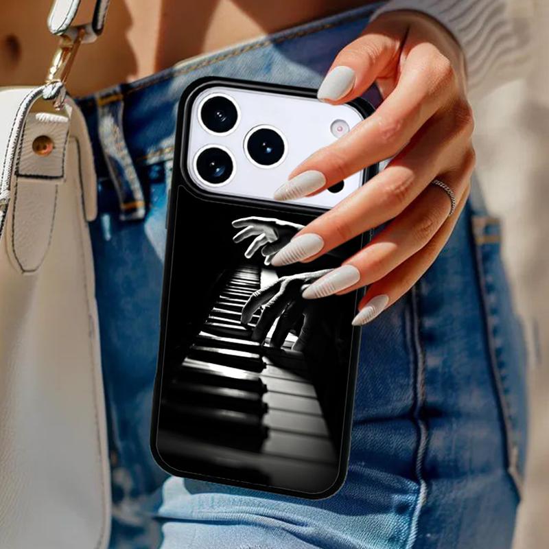 Musik Piano Elegant Telefonfodral För iPhone 17 Air 14 15 13 12 Max Fodral För Apple 16e 11 Pro Max Plus Coque