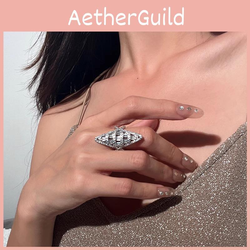 Luxurious High-end Crystal Geometric Adjustable Ring Featuring Unique Design For Women