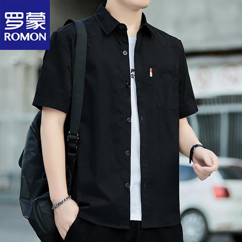 ROMON Men s Summer Short Sleeve Casual Shirt M
