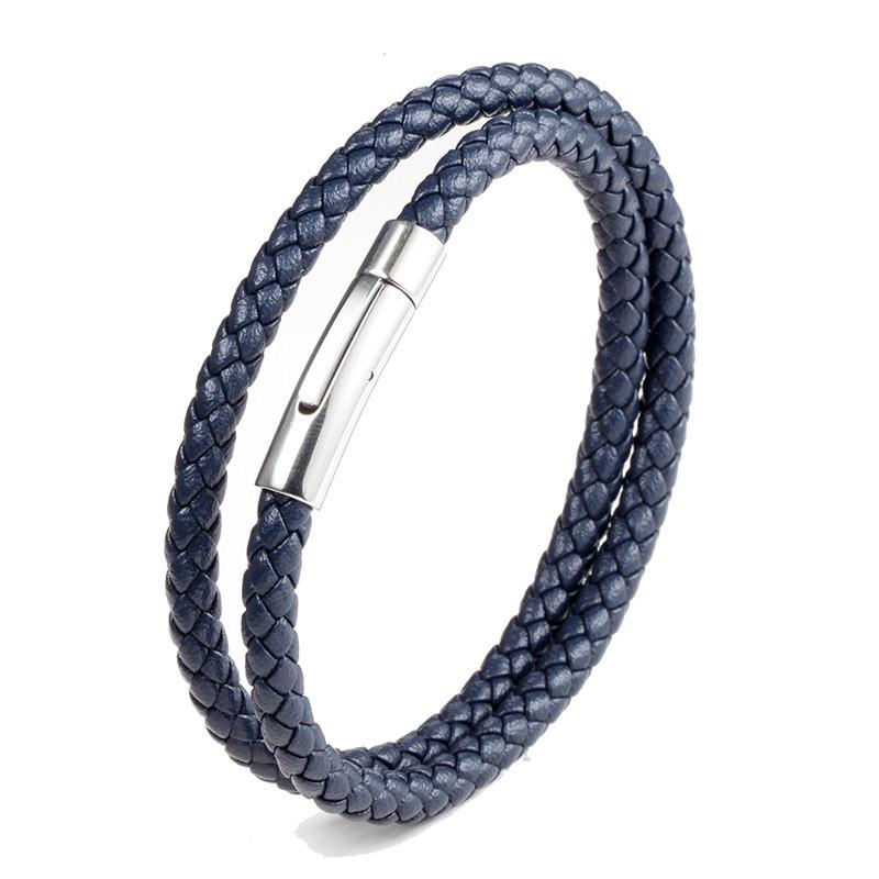 Doppelkreis Leder Edelstahl Armband Herren Retro Punk Armband Mode Lässig Leder Metall Armband Trendiger Täglicher Schmuck Geschenk Zubehör