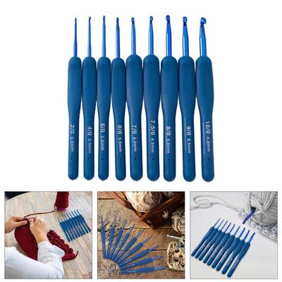 9Pcs Ergonomic Handle Crochet Hook 2MM-6MM Ergonomic Crochet Needle Long Handle Crochet Hook for Beginner Hobbyist