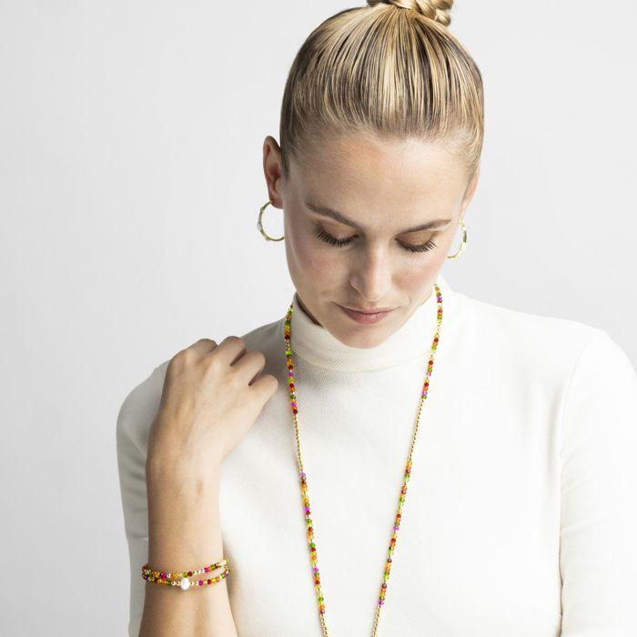 Bracelet - LUXENTER - Miota - finition or jaune 18k - Cristal rose - Élastique 11 mm