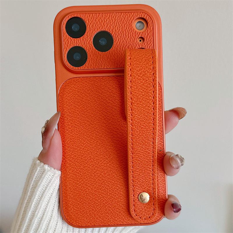 

iPhone 17 Pro Max Leather Texture Wrist Strap Case, Compatible with iPhone 14, 15, 16, 17 - Cross-Border Design iPhone 13