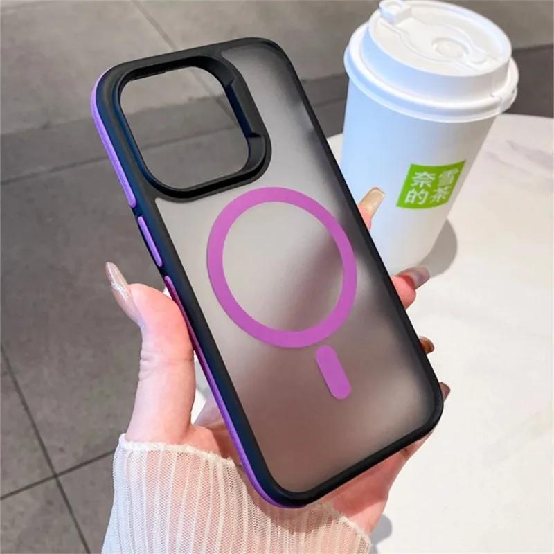 Matte Translucent Armor Shockproof Case For For Iphone 16 1 14 Plus 13 12 11 Pro Max Magnetic Wireless Charge Cover
