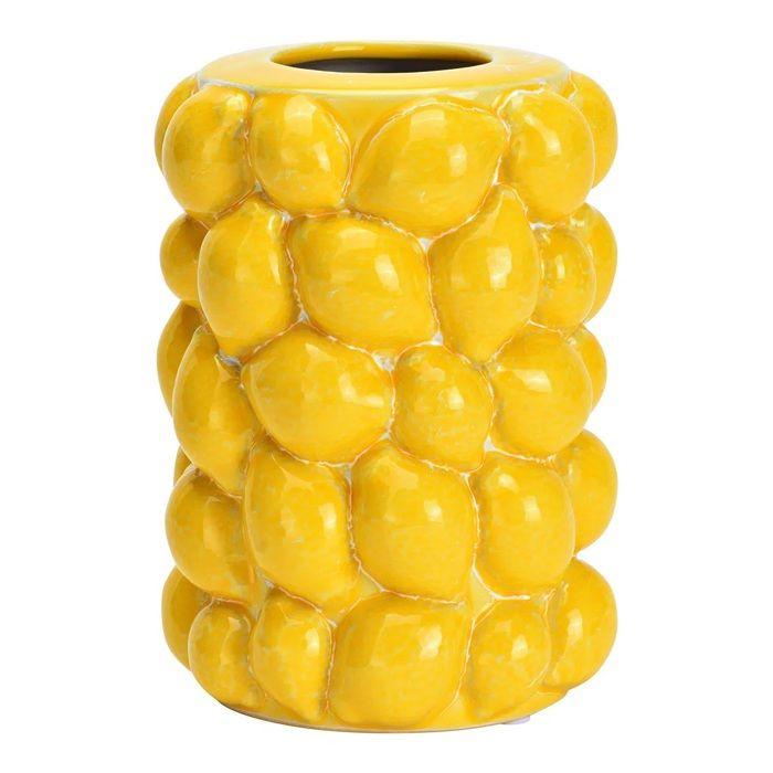 Vase multi citron en céramique jaune 12x16x12 cm