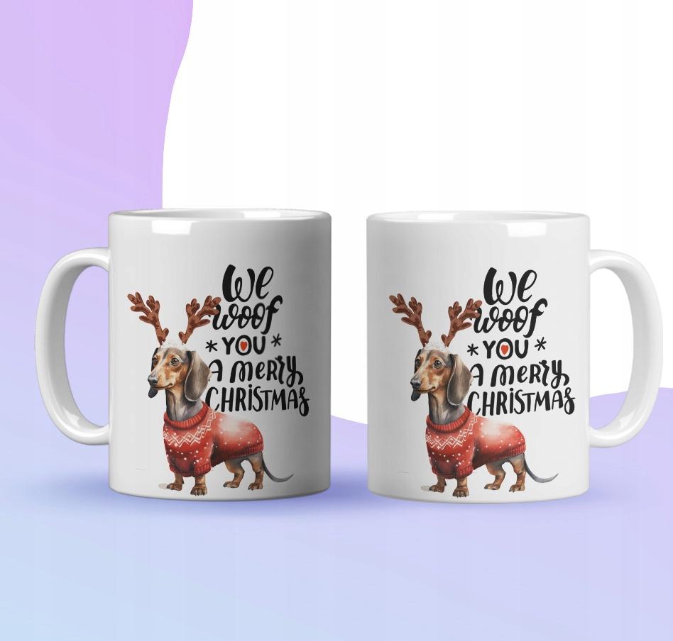 Kubek Świąteczny Jamnik Jamnikiem Pieskiem Dla Fana Psów Miniaturka Dog