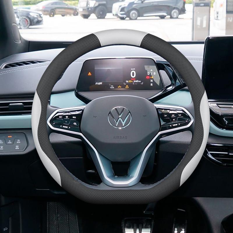 Volkswagen Tiguan L Non-Slip Steering Wheel Cover: Odor-Free, No Sewing Required, Fits 25 Models.