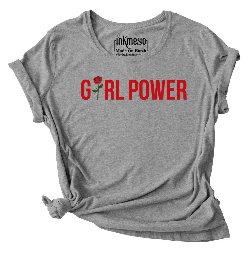 Inkmeso Women's Tshirt  Girl Power  Quote Graphic Printed Tee Top