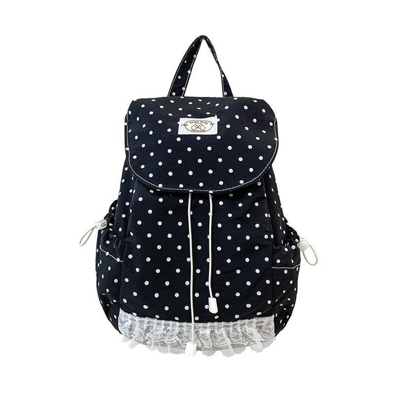 Schoolbag Korean version cute student schoolbag casual ins polka dot solid color backpack bag women's large capacity lightweight versatile backpack