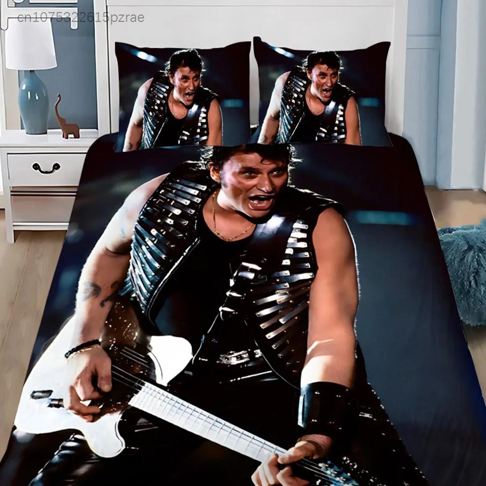 Rock Star Duvet Pillowcase Bedding Set Boy J-Johnny H-Hallyday Girl Bedroom Decoration Children Gift Single Double Large Size