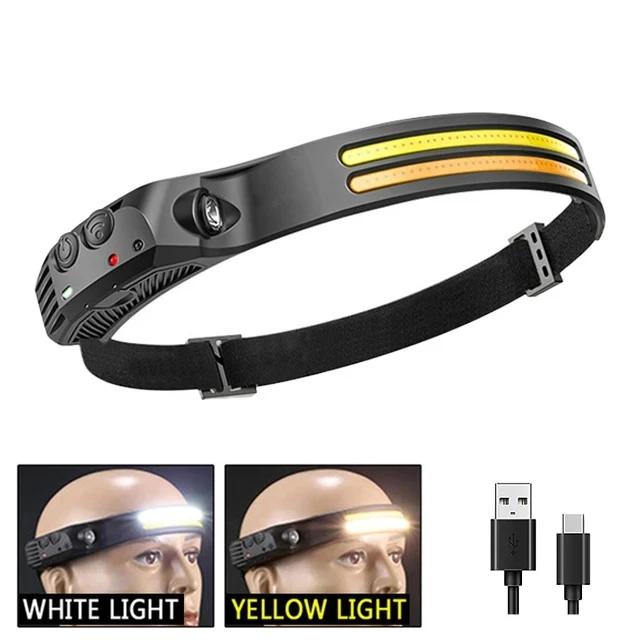 1-10Pcs Tricolor LED Sensor Headlamp Built-in Battery USB Rechargeable Head Flashlight Outdoor Camping Fishing Emergency Lamp