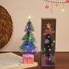 LED Işıklı Mini Noel Ağaçları Masaüstü Dekor El Sanatları DIY Noel Hediyesi Yeşil Fırçalı Ağaçlar Plastik Kış Kar Süsleri