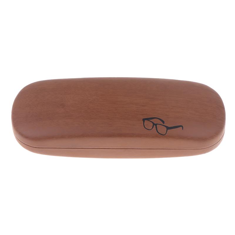 1Pc Pu Leather Eyeglass Box Wood Grain Hard Kit Holder Metal Reading Glasses Case For Men And Women Pu Leather Eyeglass Box