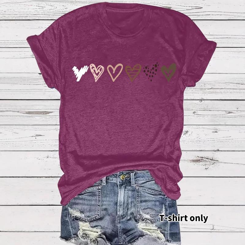 Women's Summer Premium Sense of Fashion Heart Pattern New Short-sleeved T-shirt