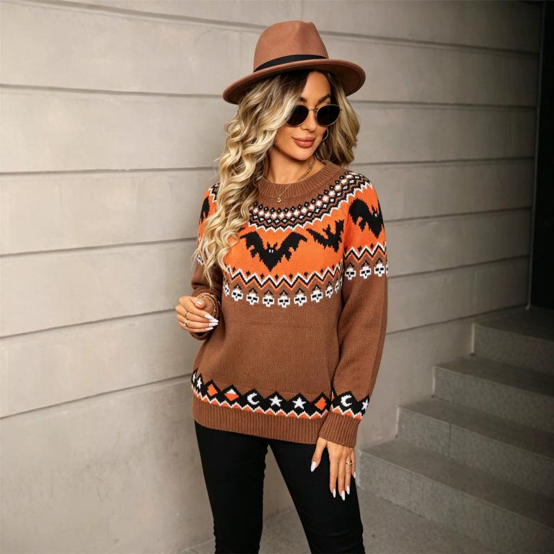 Women's 2026 Halloween Bat Pullover Knitwear Sweater