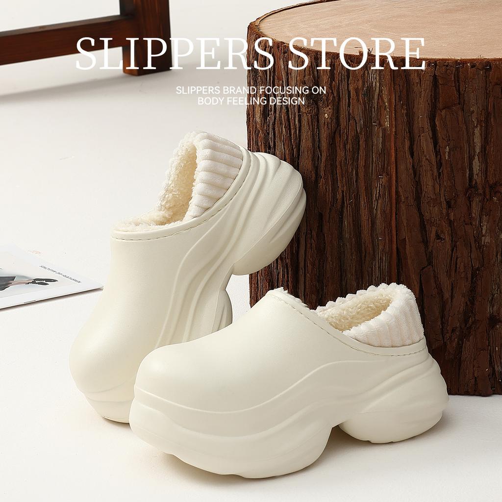 Wodoodporne bawełniane kapcie na wysokim obcasie do domu, do wewnątrz, domowe, gospodarstwa domowego, termiczna torba i pluszowy bawełniany mop