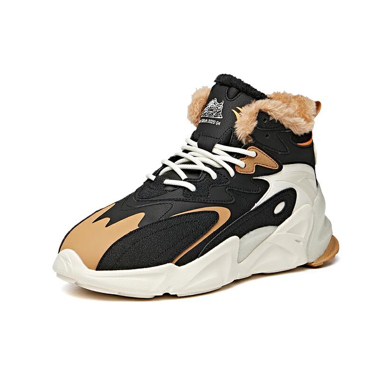 New Anta Pulse Cushioned Anti Slip And Wear Resistant Warm High Top Sports Casual Shoes Men's Black Brown 912048910-2