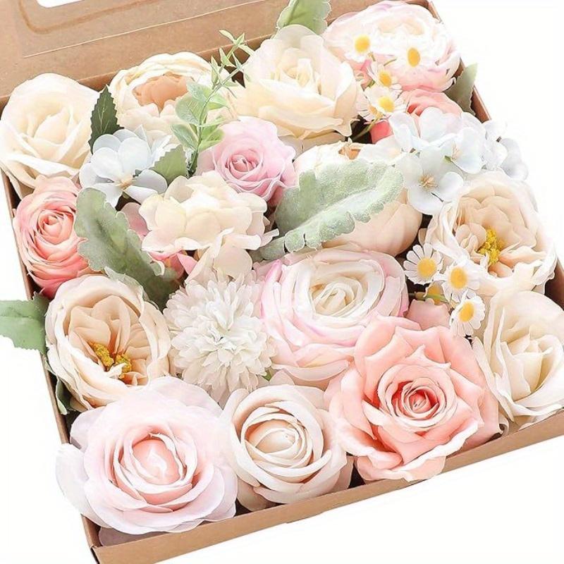 1Pc Artificial Flower Rose Gift Box Birthday Wedding Flower Head with Rod DIY Bridal Bouquet