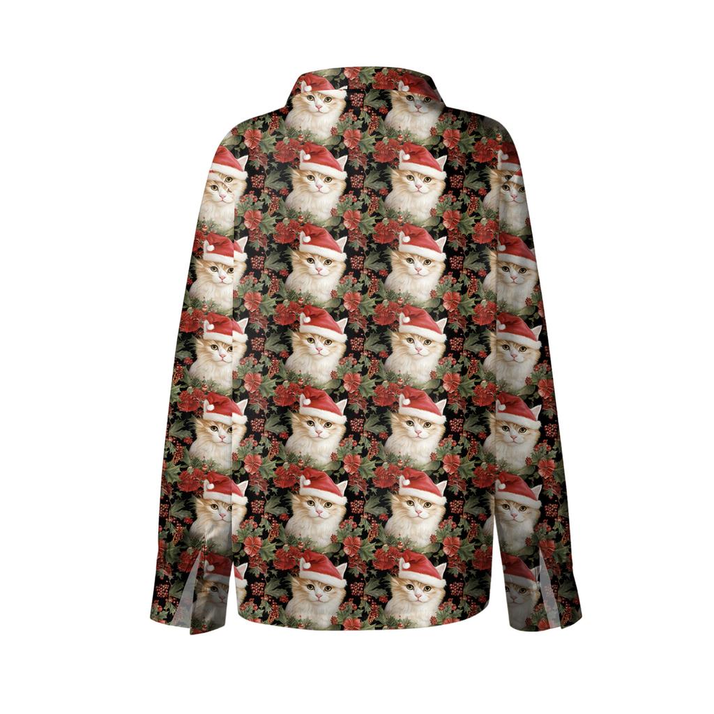 Dameskjorte med blomsterprintknapper, langermet avslappet vanlig skjorte bluser avslappet plussstørrelse basic topper