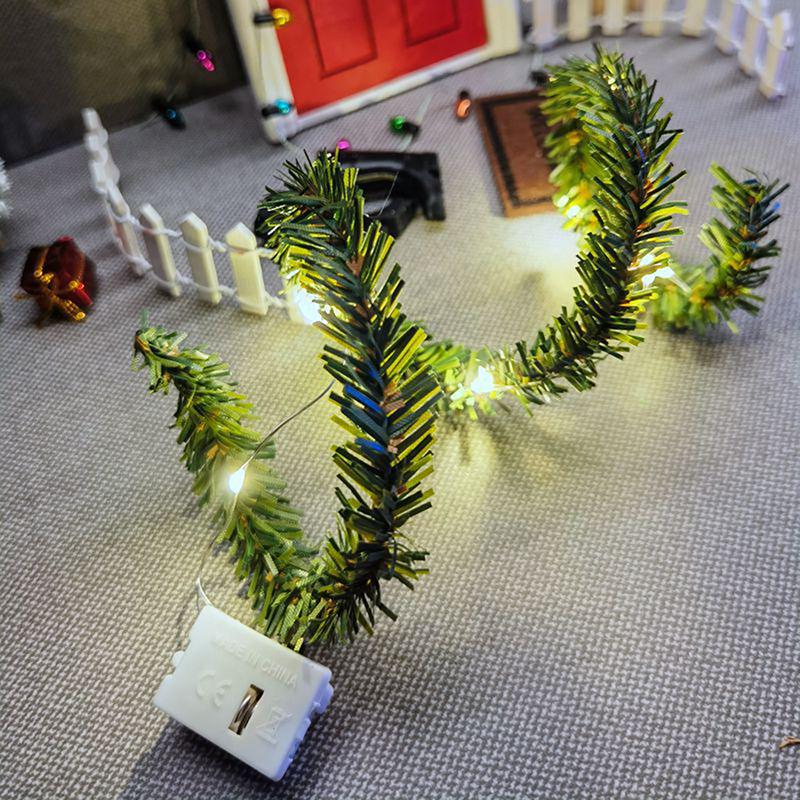 Miniaturowa świąteczna lampa LED Luminous Light String Ornament Dekoracja domku dla lalek Craft Diy Akcesoria Prezenty świąteczne dla dzieci Zabawki