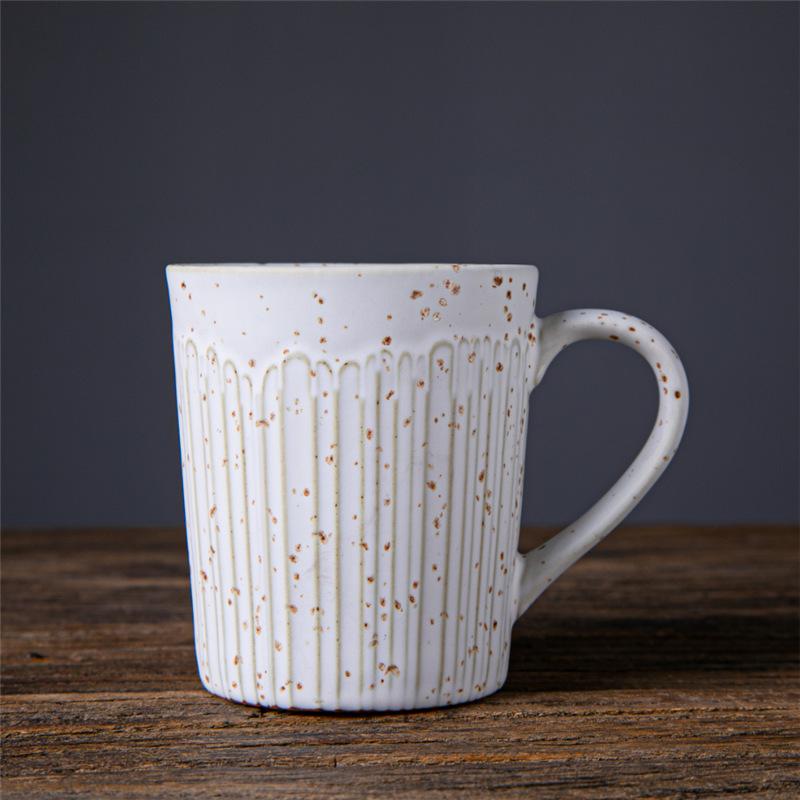 Ceramic Vertical Stripes Retro Supply Niche Ceramic Cup Japanese Creative Coffee Cup Coarse Pottery Water Cup