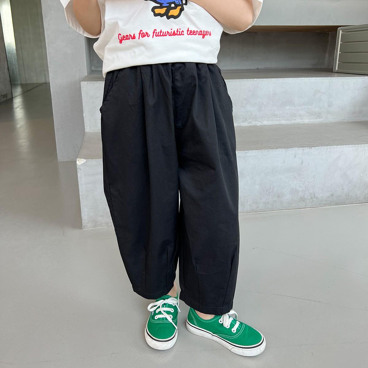 

Брюки для мальчиков, летние тонкие новые детские прямые брюки, белая детская одежда, повседневные брюки 170 чёрный