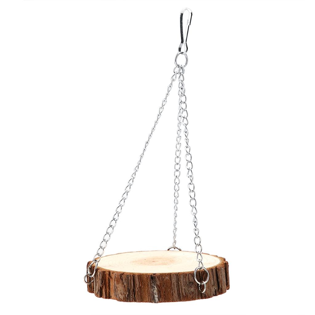 Wooden Natural Eco Friendly Portable Pet Swing Toy for Parrot Hamster(L)
